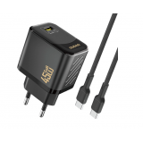 Tinklo įkroviklis 220V USB C 45W su laidu 1m pintas juodas Dudao A28C